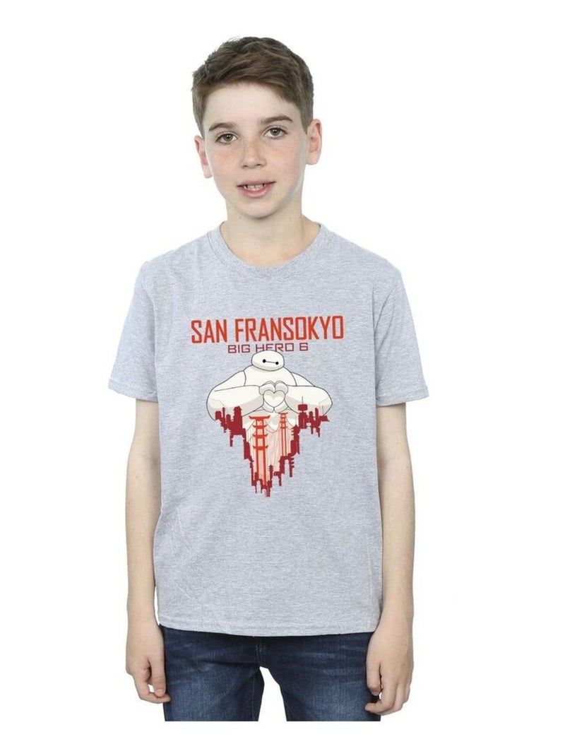 Disney - T-shirt BIG HERO SAN FRANSOKYO Gris chiné - Kiabi