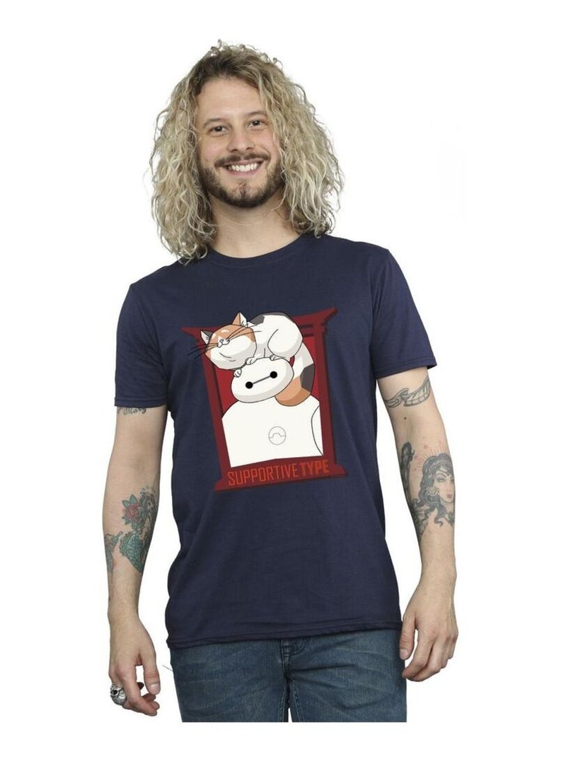 Disney - T-shirt BIG HERO SUPPORT Bleu marine - Kiabi