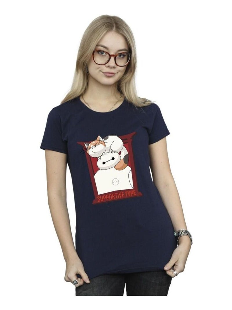 Disney - T-shirt BIG HERO SUPPORT Bleu marine - Kiabi