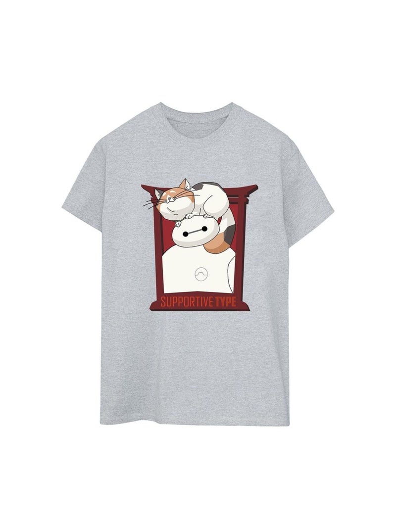 Disney - T-shirt BIG HERO SUPPORT Gris chiné - Kiabi