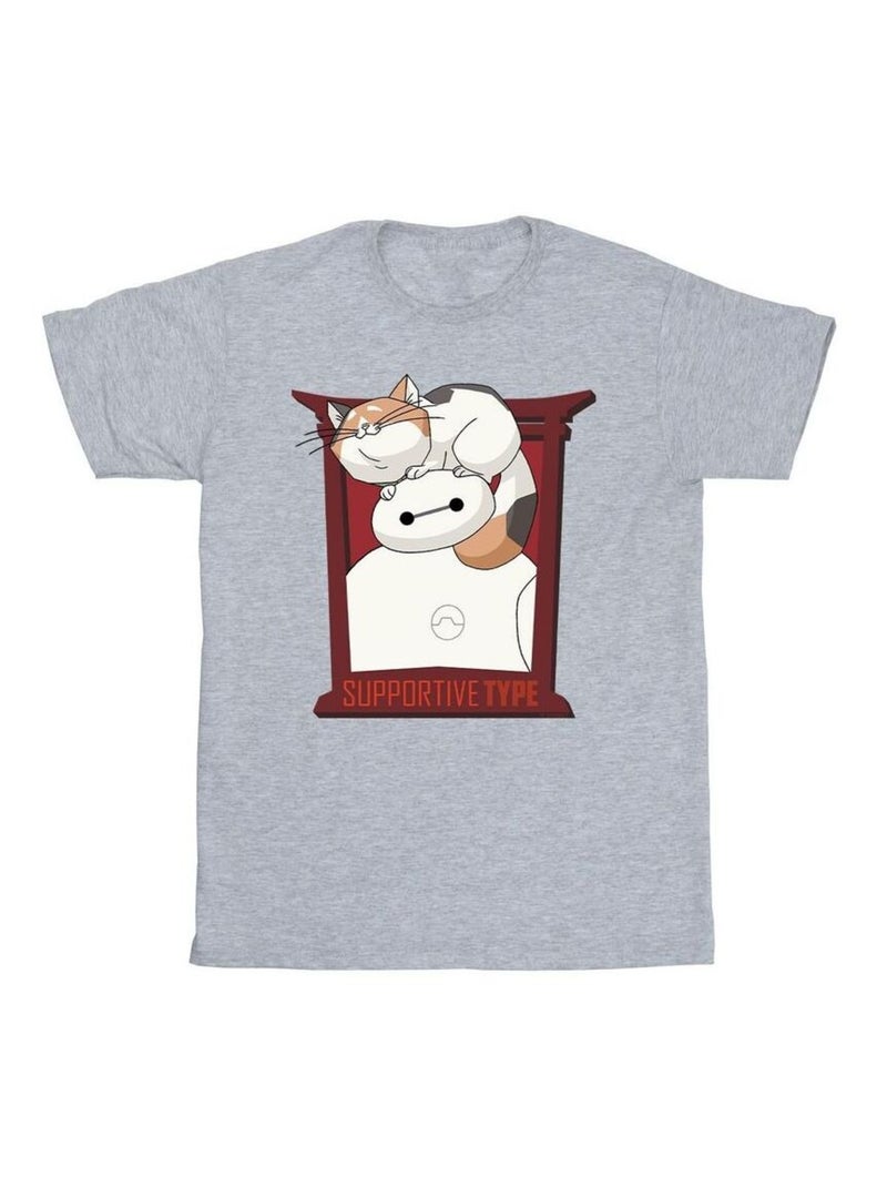Disney - T-shirt BIG HERO SUPPORT Gris chiné - Kiabi