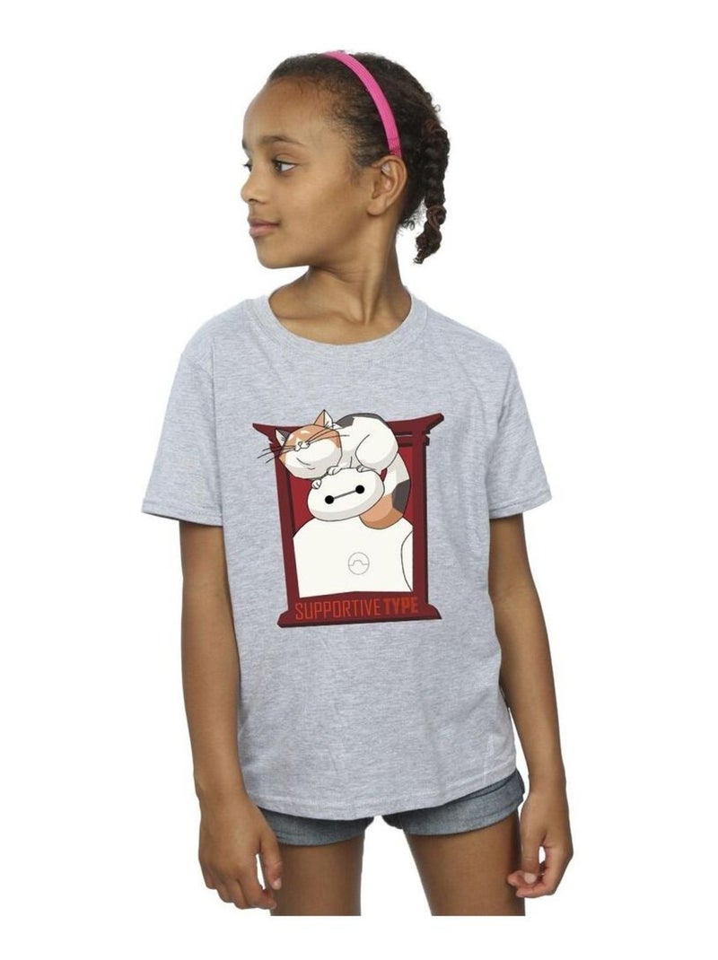 Disney - T-shirt BIG HERO SUPPORT Gris chiné - Kiabi