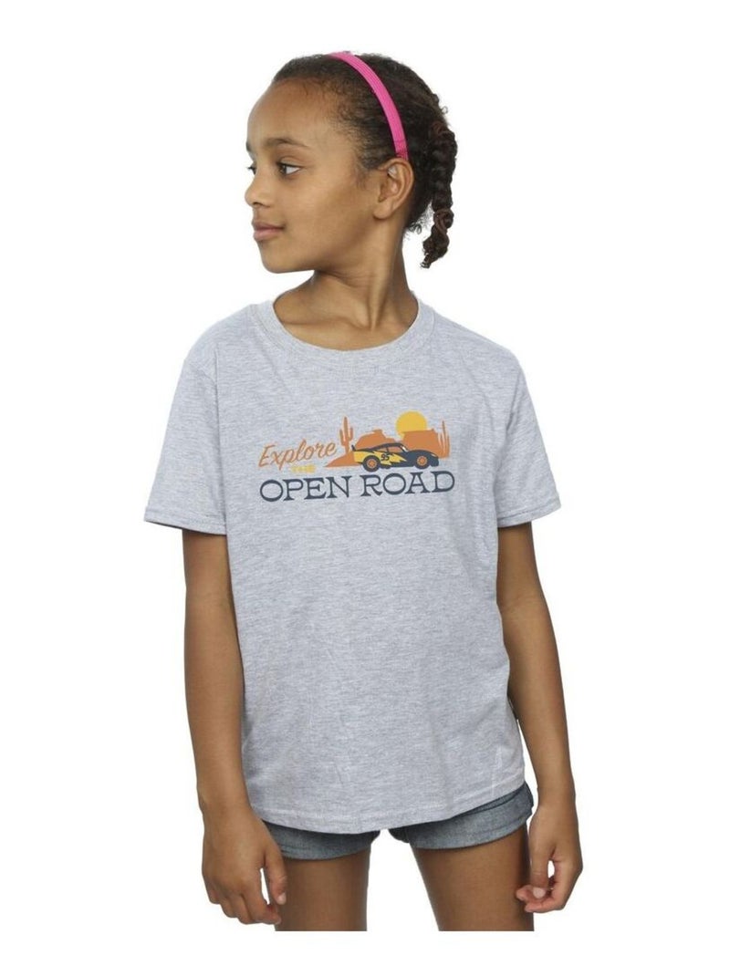 Disney - T-shirt CARS EXPLORE THE OPEN ROAD Gris chiné - Kiabi