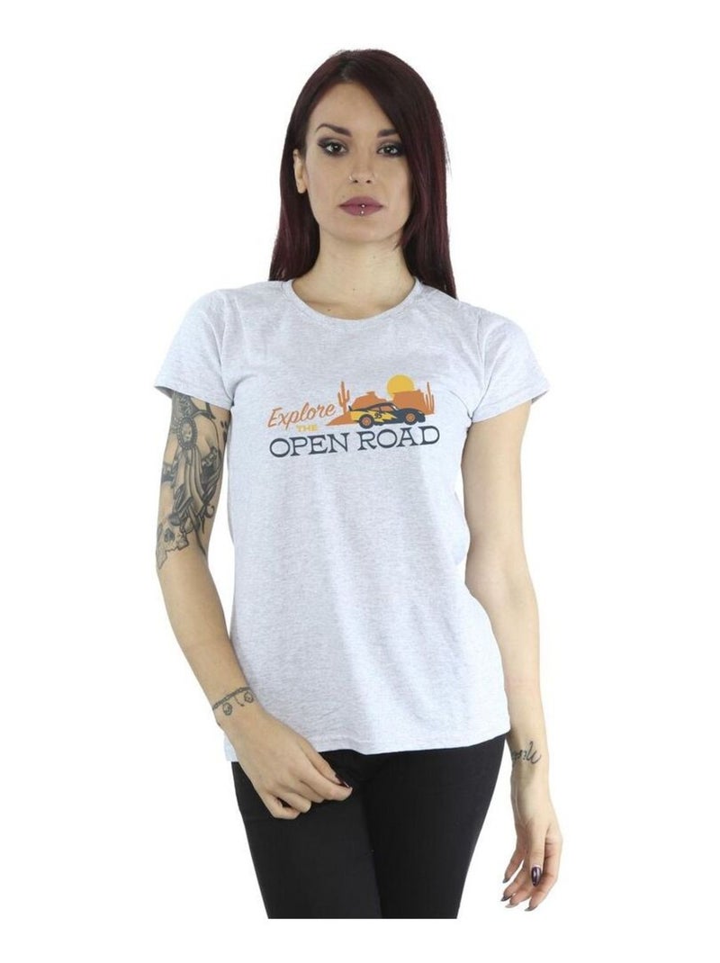 Disney - T-shirt CARS EXPLORE THE OPEN ROAD Gris chiné - Kiabi