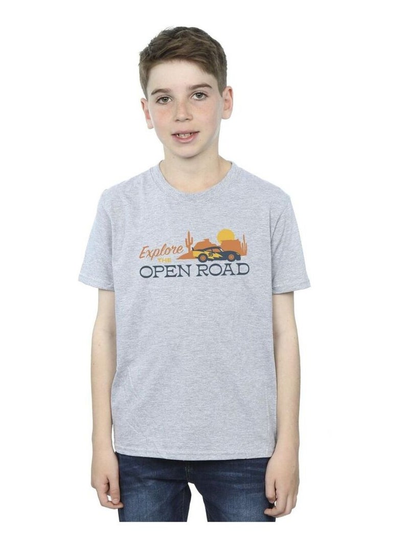 Disney - T-shirt CARS EXPLORE THE OPEN ROAD Gris chiné - Kiabi
