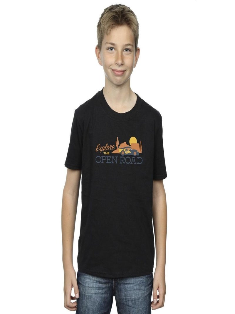 Disney - T-shirt CARS EXPLORE THE OPEN ROAD Noir - Kiabi