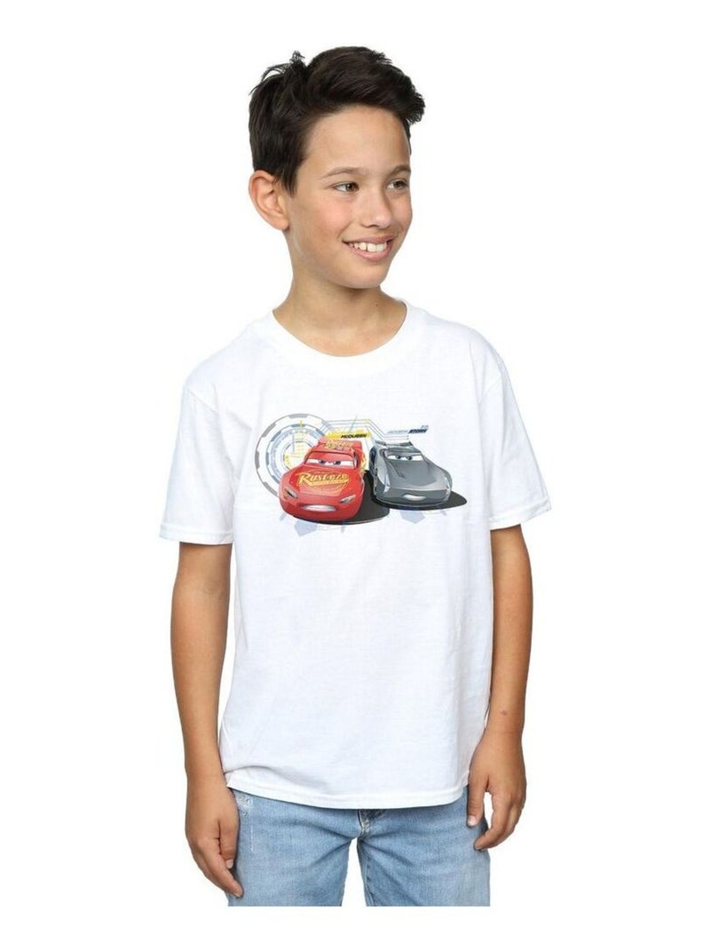 Disney - T-shirt CARS LIGHTNING VS STORM Blanc - Kiabi