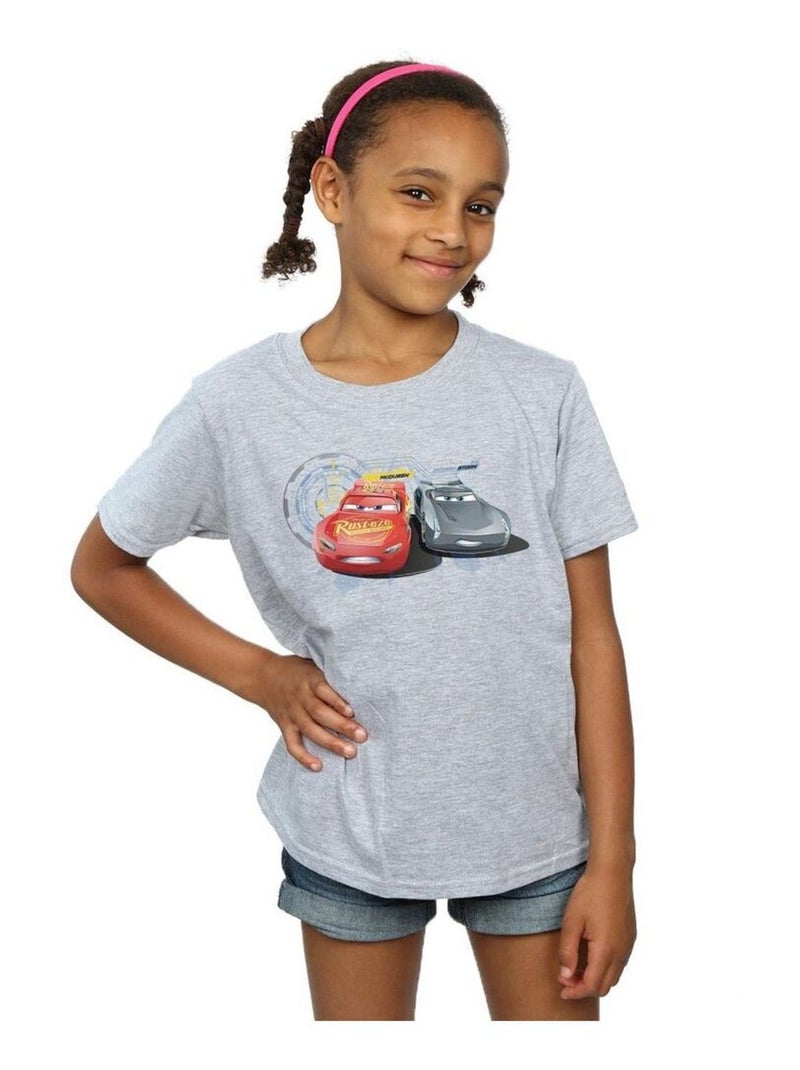 Disney - T-shirt CARS LIGHTNING VS STORM Gris chiné - Kiabi