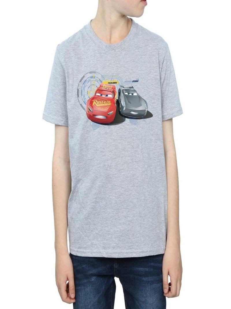 Disney - T-shirt CARS LIGHTNING VS STORM Gris chiné - Kiabi