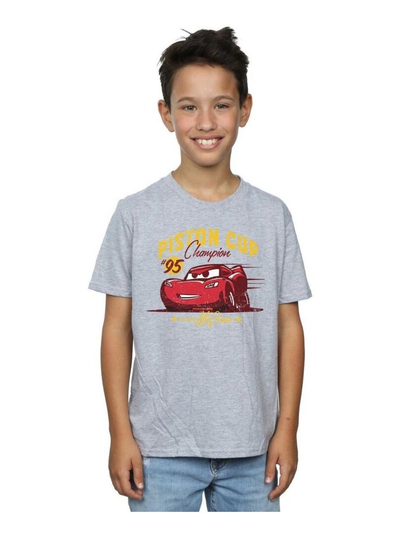 Disney - T-shirt CARS PISTON CUP CHAMPION Gris chiné - Kiabi