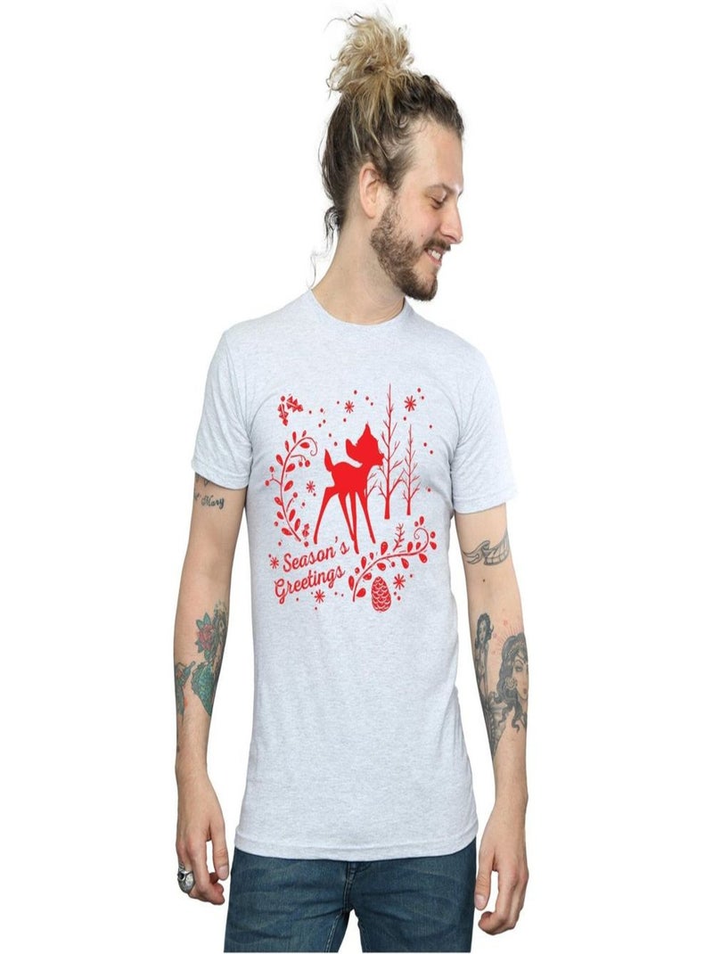 Disney - T-shirt CHRISTMAS GREETINGS Gris chiné - Kiabi