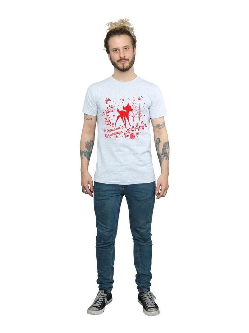 Disney - T-shirt CHRISTMAS GREETINGS Gris chiné - Kiabi