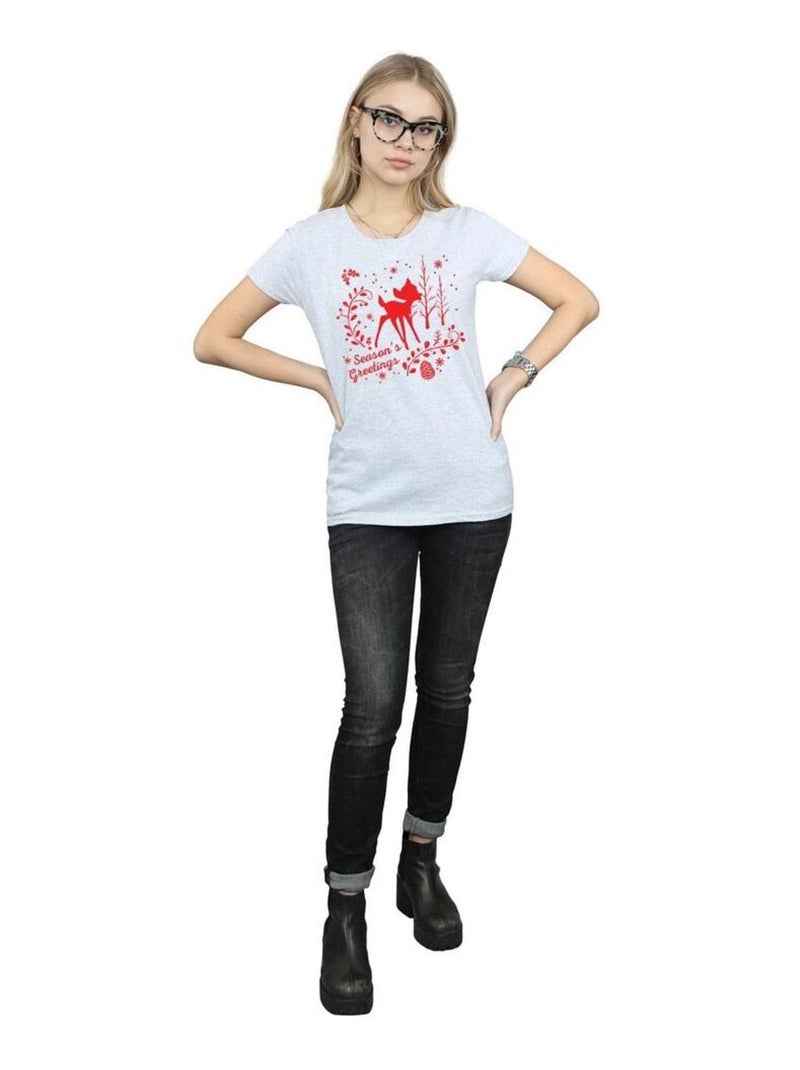 Disney - T-shirt CHRISTMAS GREETINGS Gris chiné - Kiabi
