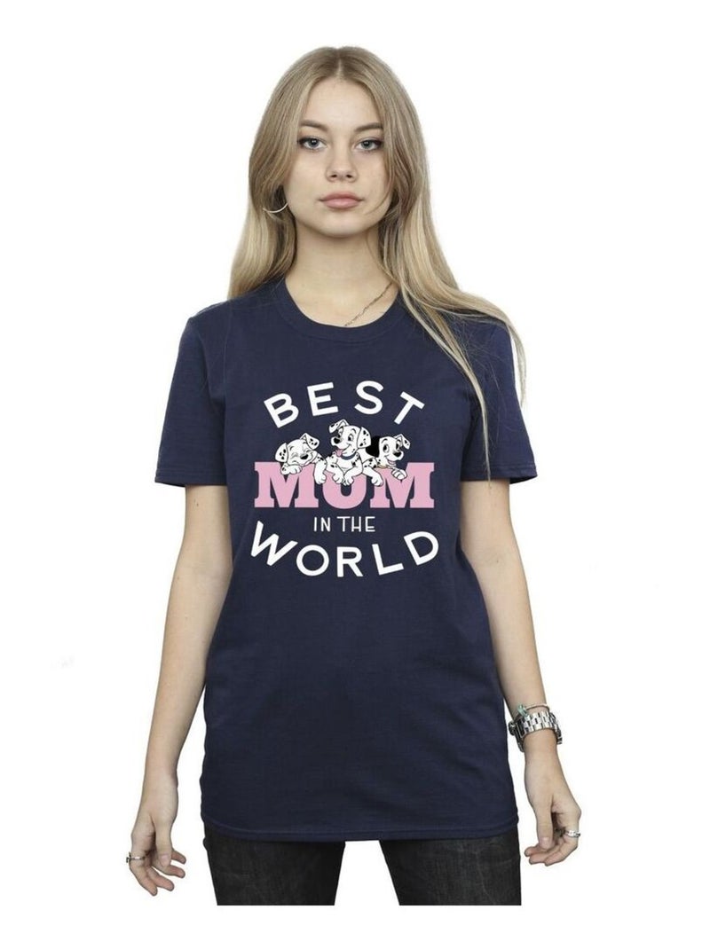 Disney - T-shirt DALMATIANS BEST MUM IN THE WORLD Bleu marine - Kiabi