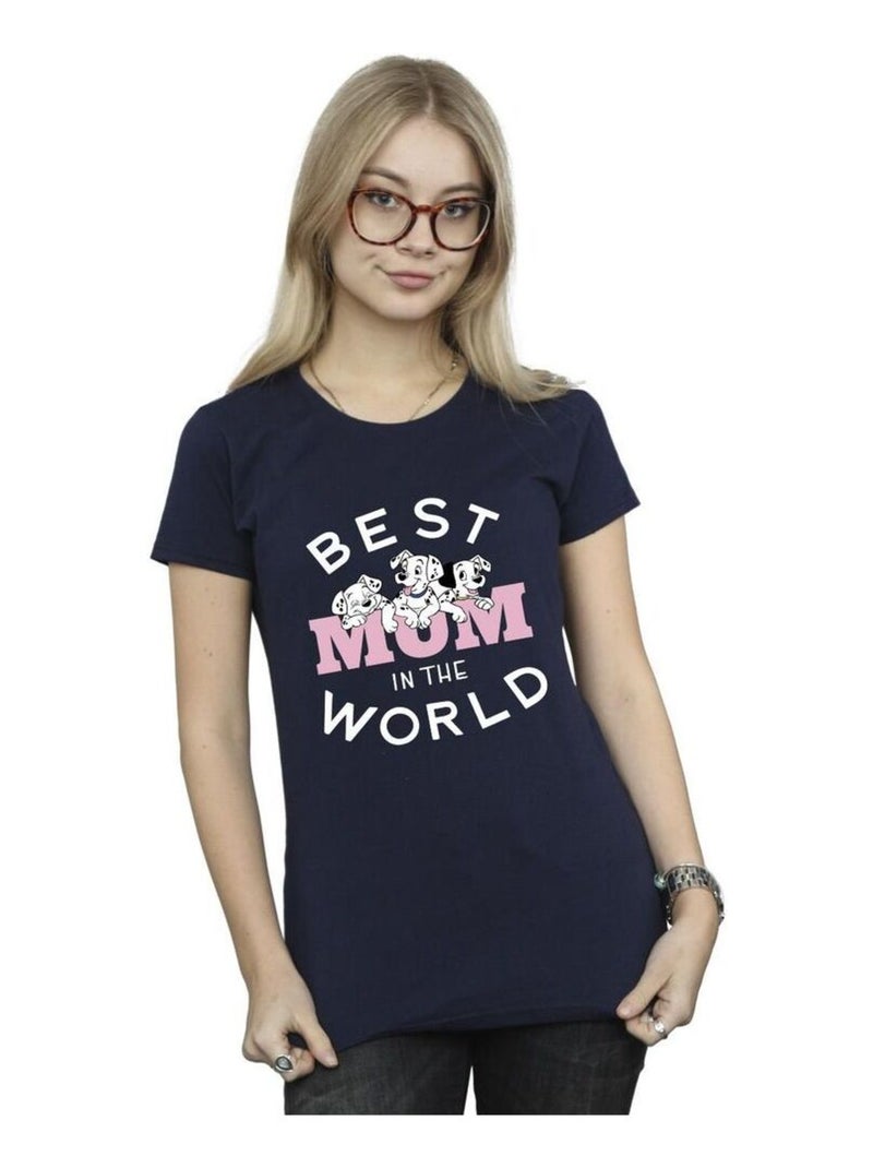 Disney - T-shirt DALMATIANS BEST MUM IN THE WORLD Bleu marine - Kiabi