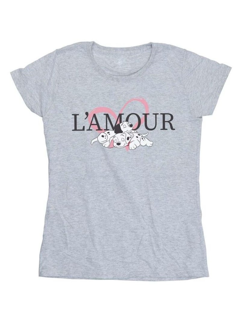 Disney - T-shirt DALMATIANS L'AMOUR Gris chiné - Kiabi