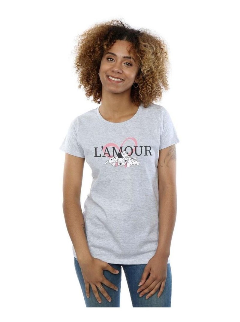 Disney - T-shirt DALMATIANS L'AMOUR Gris chiné - Kiabi