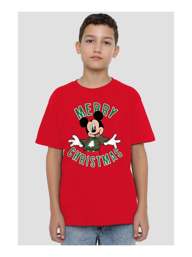 Disney - T-shirt de Noël motif Mickey Mouse Rouge - Kiabi