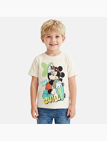 Disney - T-shirt enfant beige motif personnage skate