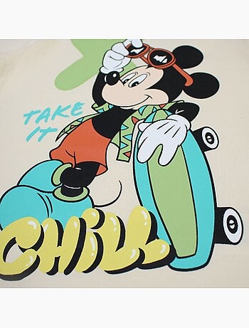Disney - T-shirt enfant beige motif personnage skate