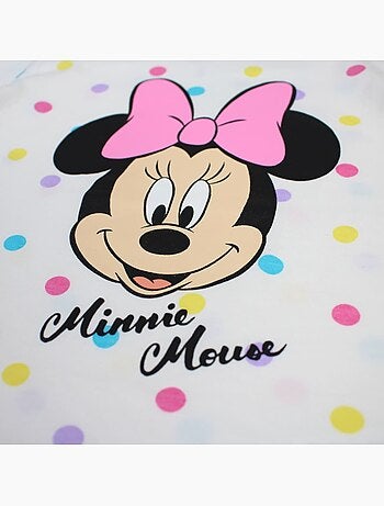 Disney - T-shirt enfant manches courtes blanc à pois motif personnage