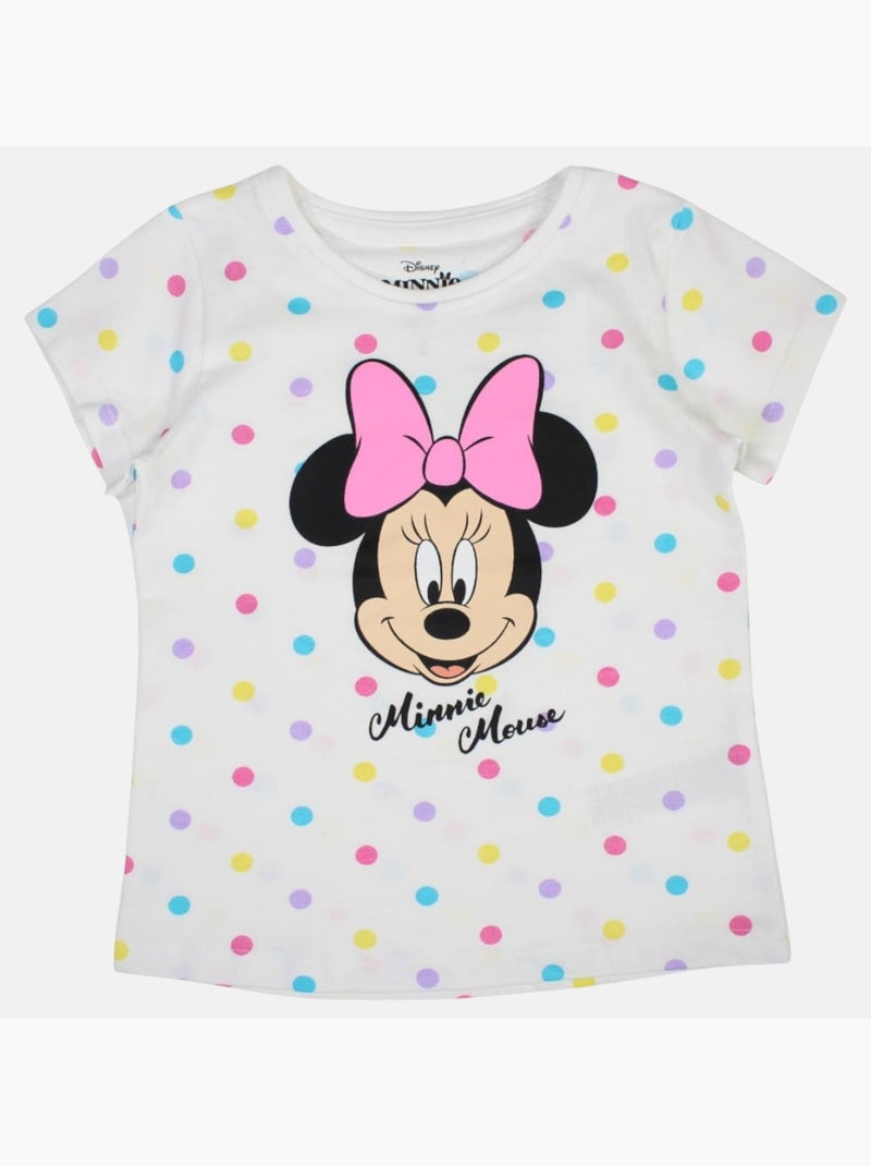 Disney - T-shirt enfant manches courtes blanc à pois motif personnage Blanc - Kiabi