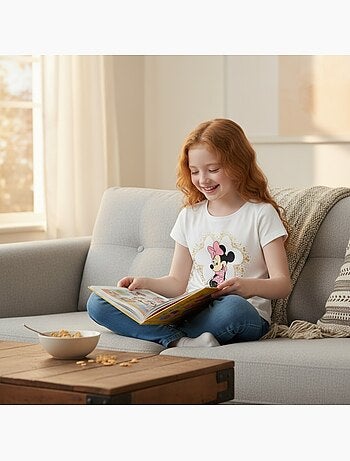 Disney - T-shirt enfant manches courtes blanc motif personnage