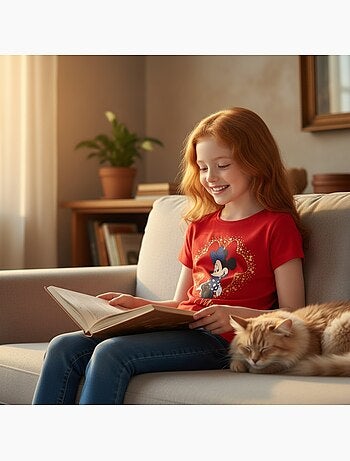 Disney - T-shirt enfant manches courtes rouge motif personnage