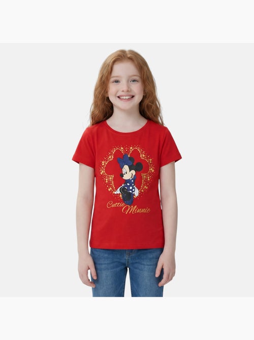Disney - T-shirt enfant manches courtes rouge motif personnage - Kiabi