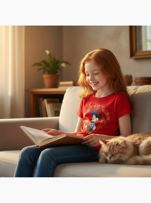 Disney - T-shirt enfant manches courtes rouge motif personnage - Kiabi