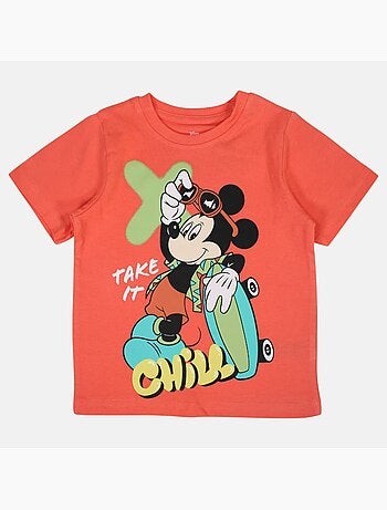Disney - T-shirt enfant orange motif personnage skate