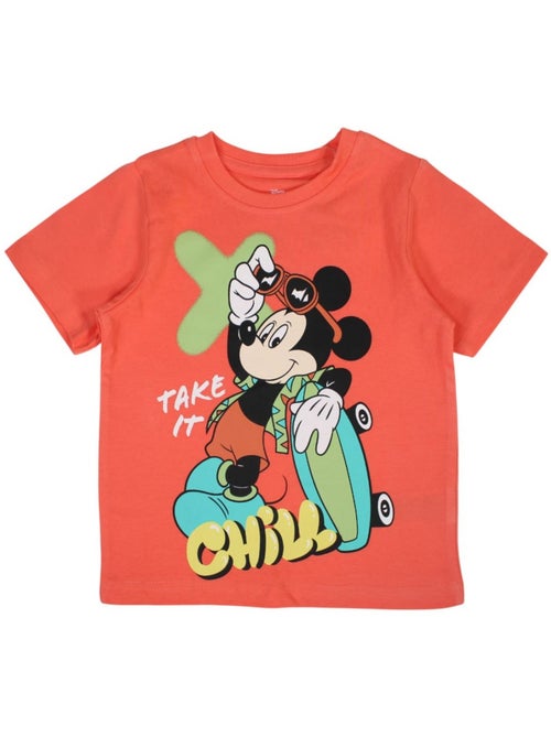 Disney - T-shirt enfant orange motif personnage skate - Kiabi