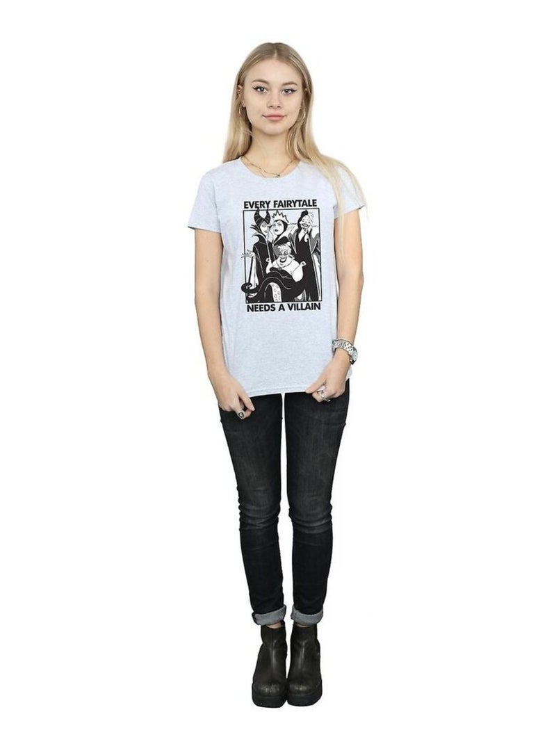 Disney - T-shirt EVERY FAIRY TALE NEEDS A VILLAIN Gris chiné - Kiabi