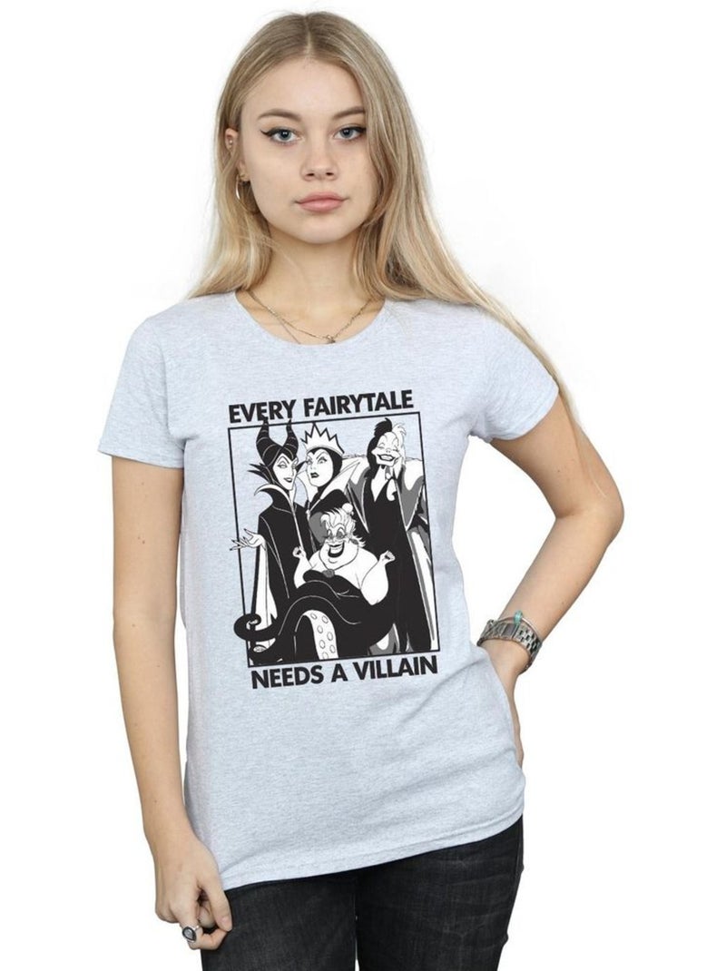 Disney - T-shirt EVERY FAIRY TALE NEEDS A VILLAIN Gris chiné - Kiabi