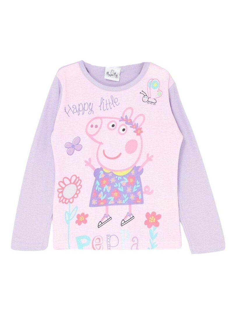 Disney T shirt fille imprim Peppa Pig en coton Violet Kiabi