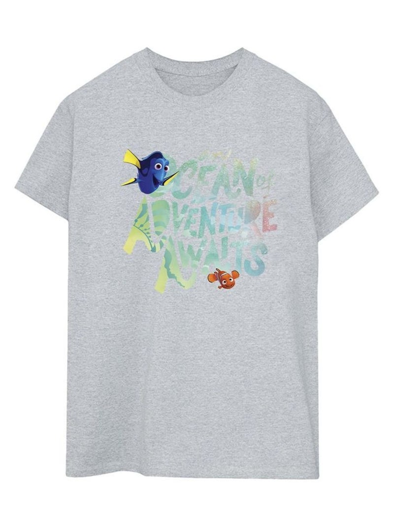 Disney - T-shirt FINDING DORY OCEAN OF ADVENTURE Gris chiné - Kiabi