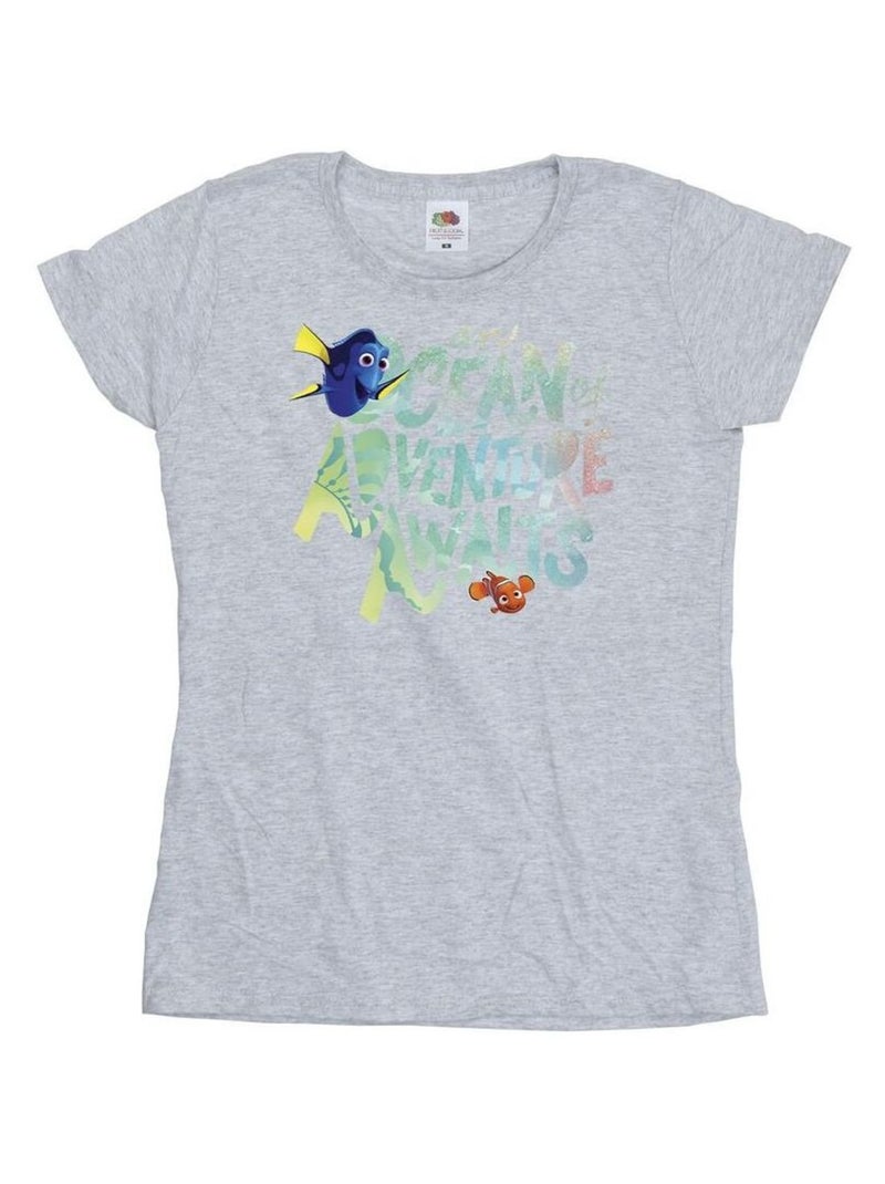 Disney - T-shirt FINDING DORY OCEAN OF ADVENTURE Gris chiné - Kiabi