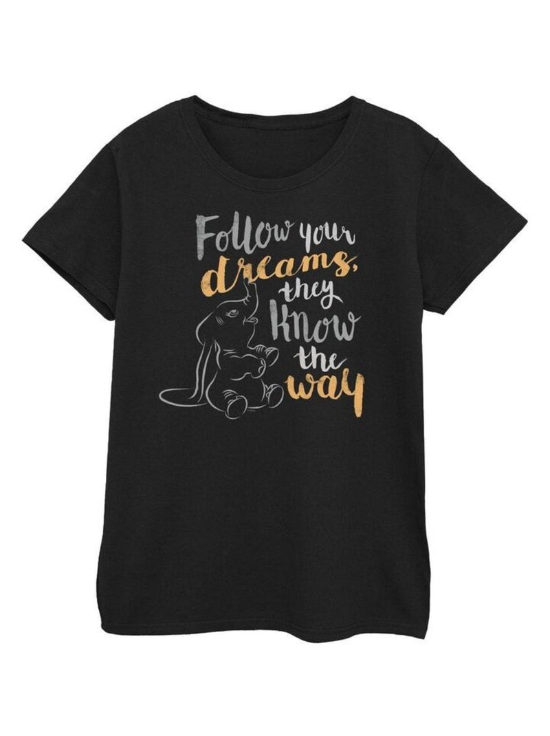 Disney - T-shirt FOLLOW YOUR DREAM Noir - Kiabi