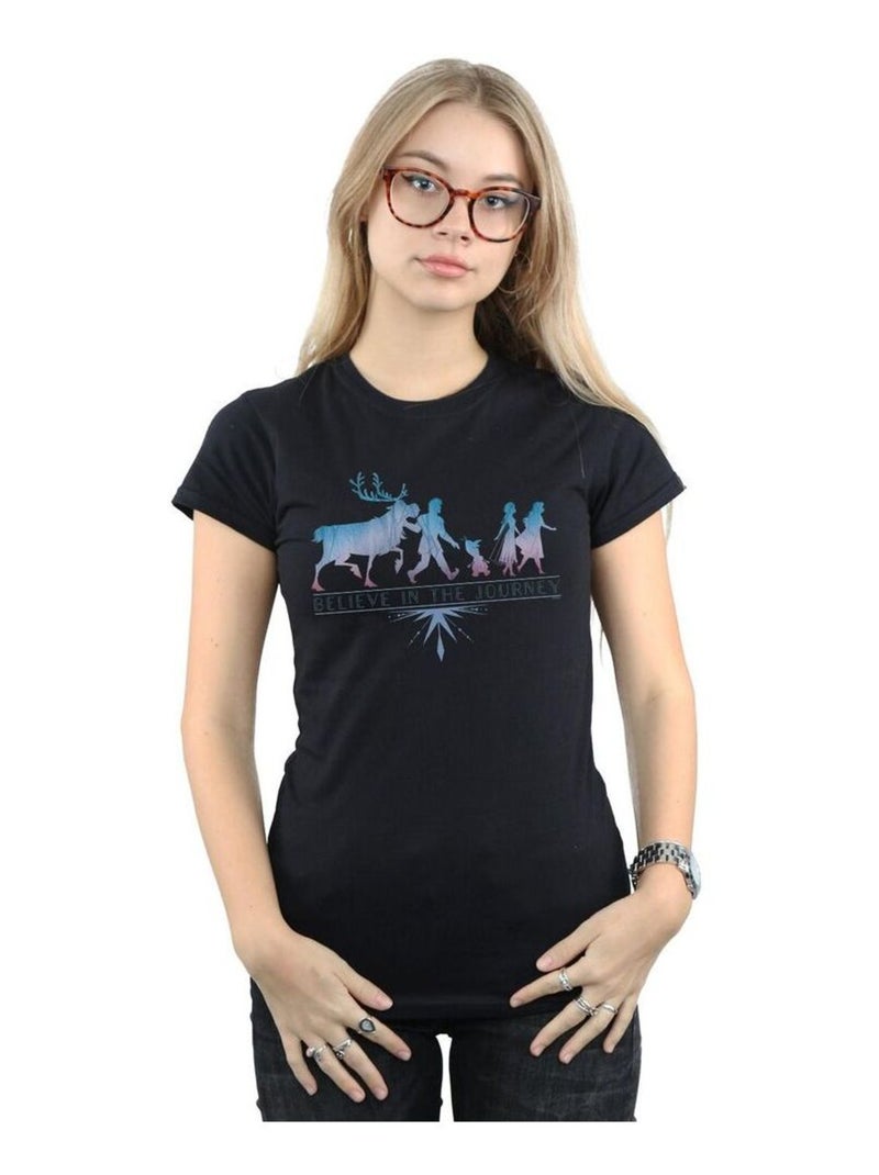 Disney - T-shirt FROZEN BELIEVE IN THE JOURNEY Noir - Kiabi