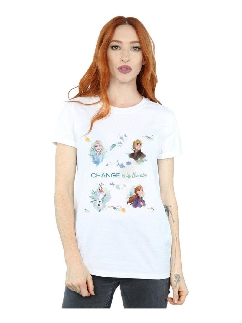 Disney - T-shirt FROZEN CHANGE IS IN THE AIR Blanc - Kiabi