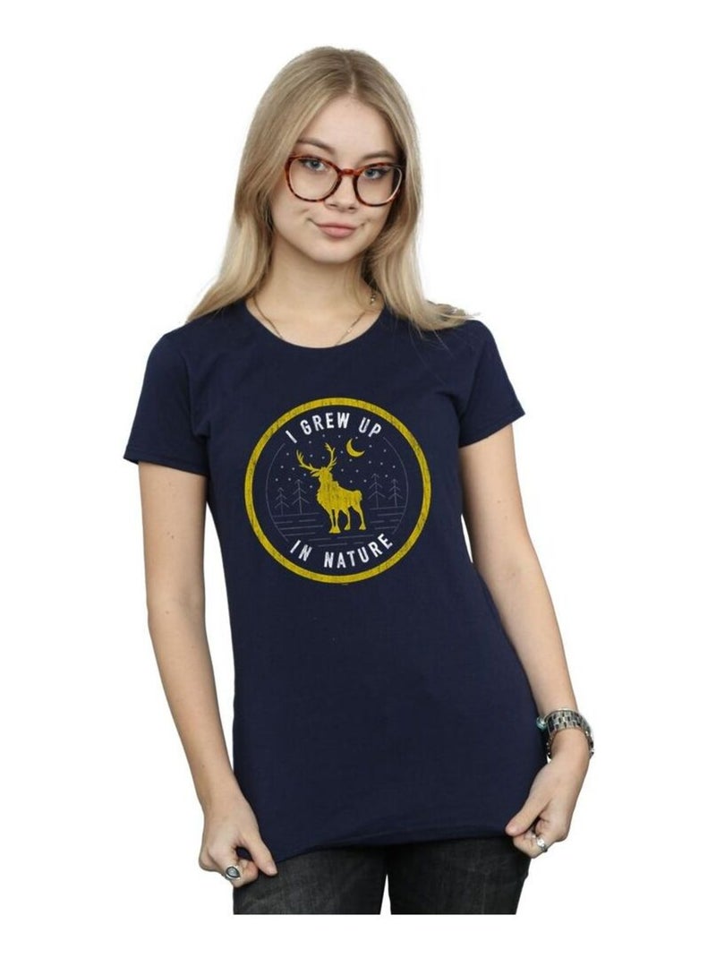 Disney - T-shirt FROZEN GREW UP IN NATURE Bleu marine - Kiabi