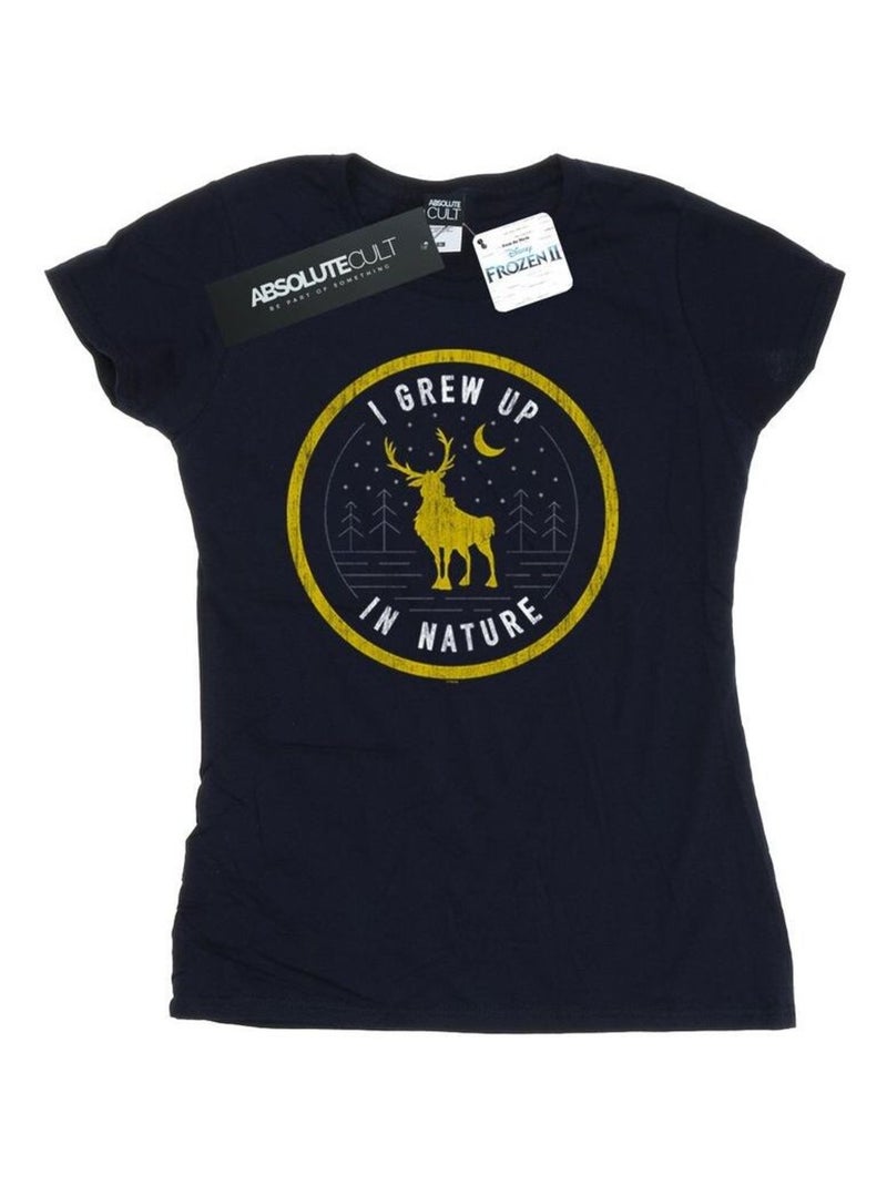 Disney - T-shirt FROZEN GREW UP IN NATURE Bleu marine - Kiabi
