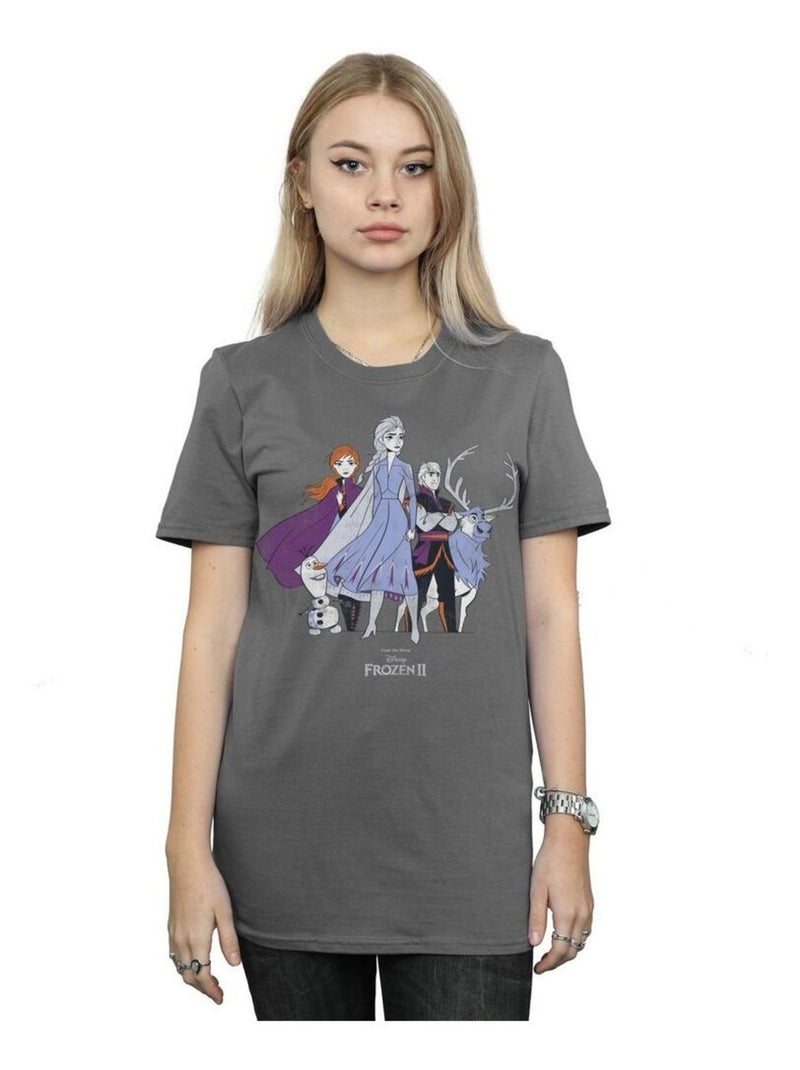 Disney - T-shirt FROZEN Gris Noir - Kiabi
