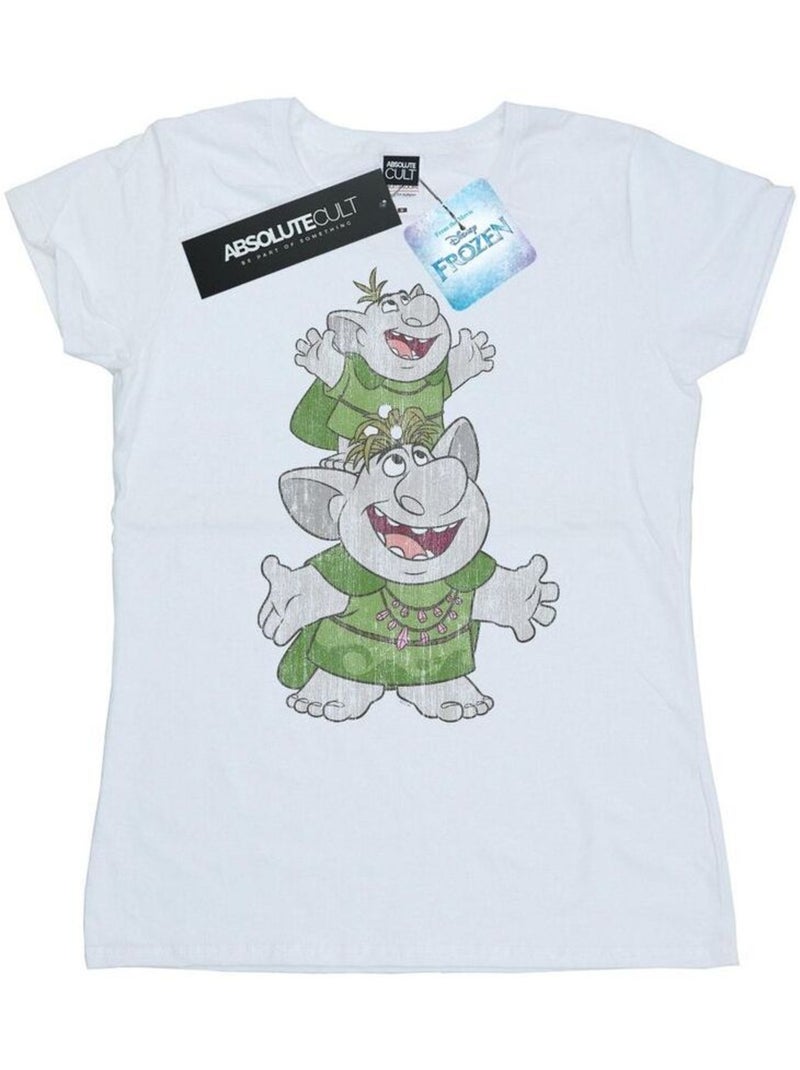Disney - T-shirt FROZEN HANDSTACKING TROLLS Blanc - Kiabi