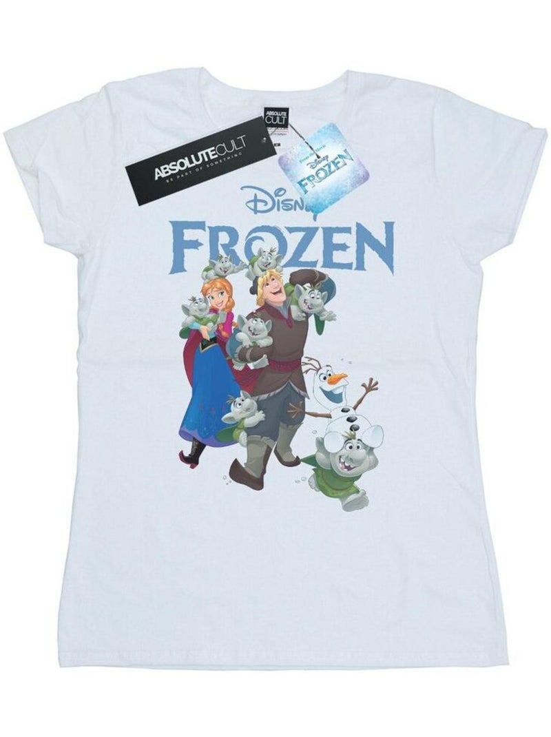 Disney - T-shirt FROZEN HAPPY TROLLS Blanc - Kiabi