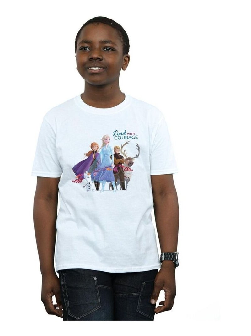 Disney - T-shirt FROZEN LEAD COURAGE Blanc - Kiabi