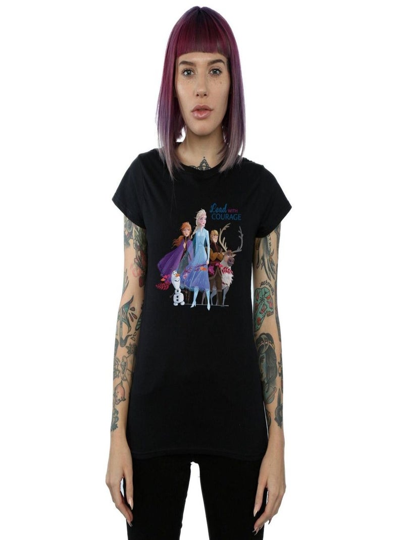 Disney - T-shirt FROZEN LEAD COURAGE Noir - Kiabi