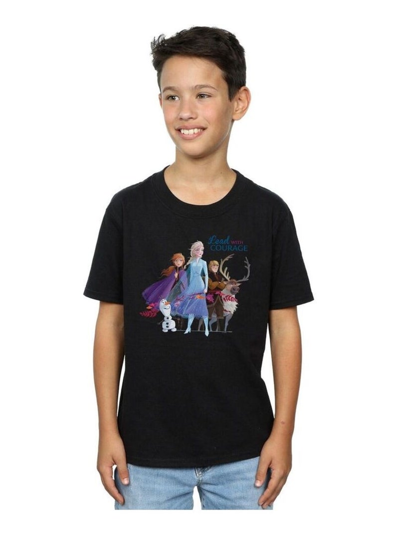 Disney - T-shirt FROZEN LEAD COURAGE Noir - Kiabi