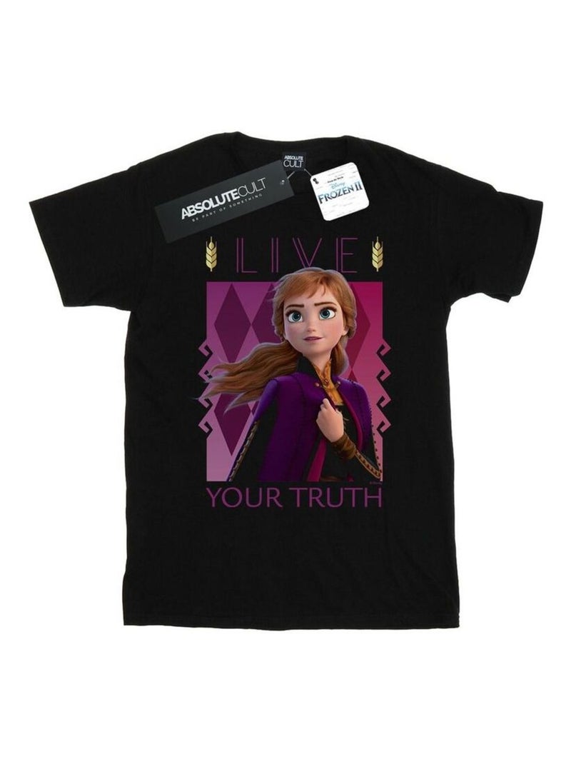 Disney - T-shirt FROZEN LIVE YOUR TRUTH Noir - Kiabi