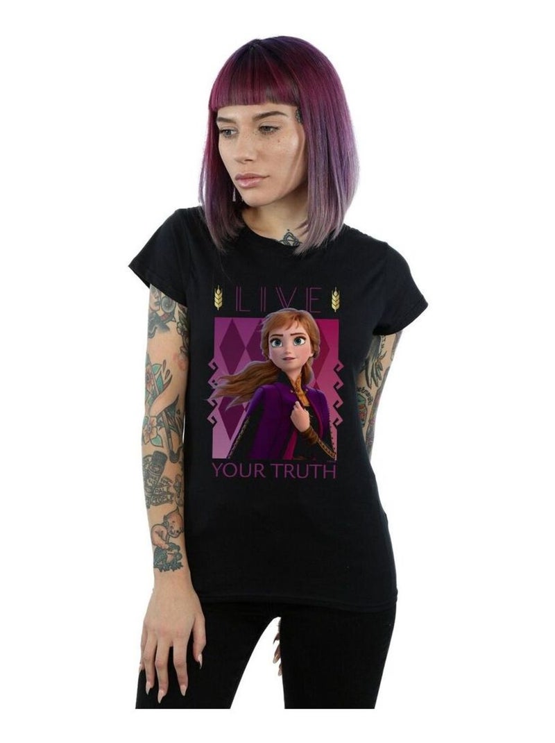 Disney - T-shirt FROZEN LIVE YOUR TRUTH Noir - Kiabi